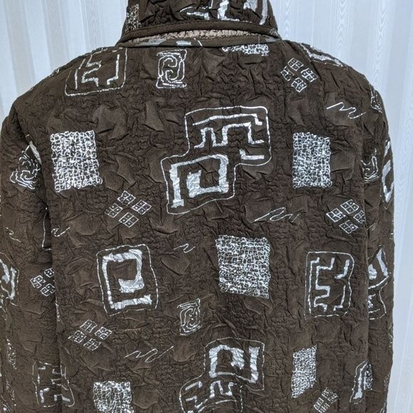 Tally-Ho Shacket Women 1X Collared Button Down Jacket Brown Textured Crinkle - Picture 6 of 7